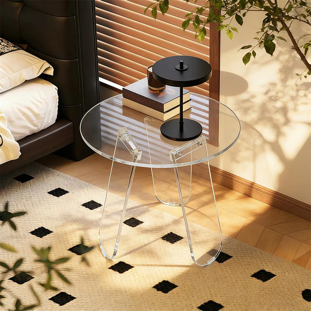 Table d'appoint de canapé en cristal acrylique pour coin lecture