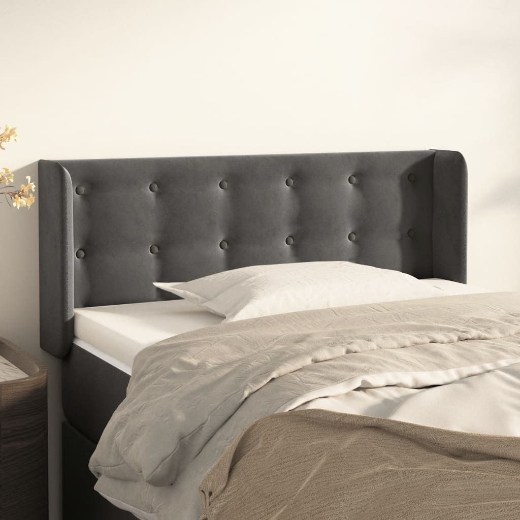 Maison Exclusive - Kopfteil mit Ohren Dunkelgrau 93x16x78/88 cm Samt