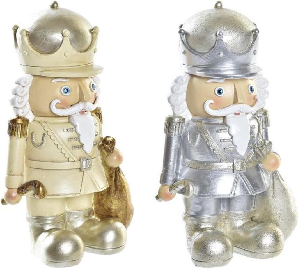 Weihnachtsschmuck DKD Home Decor Silberfarben Gold Weiß Harz (8,5 x 6 x 14,5 cm) (2 Stück)