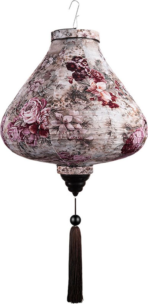 Vintage-Laternen mit Blumendruck und Quasten, Haken zum Aufhängen, schaffen eine Atmosphäre, wasserdichte Laternen zur Heimdekoration