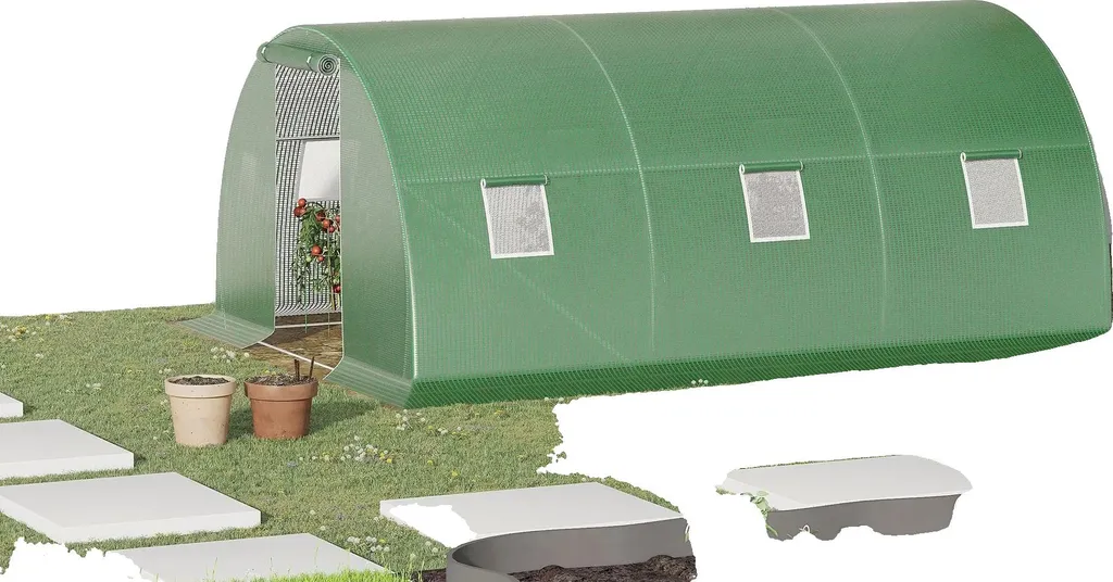 Serre maraîchère tunnel verte anti-UV 6m2 avec porte zippée pratique