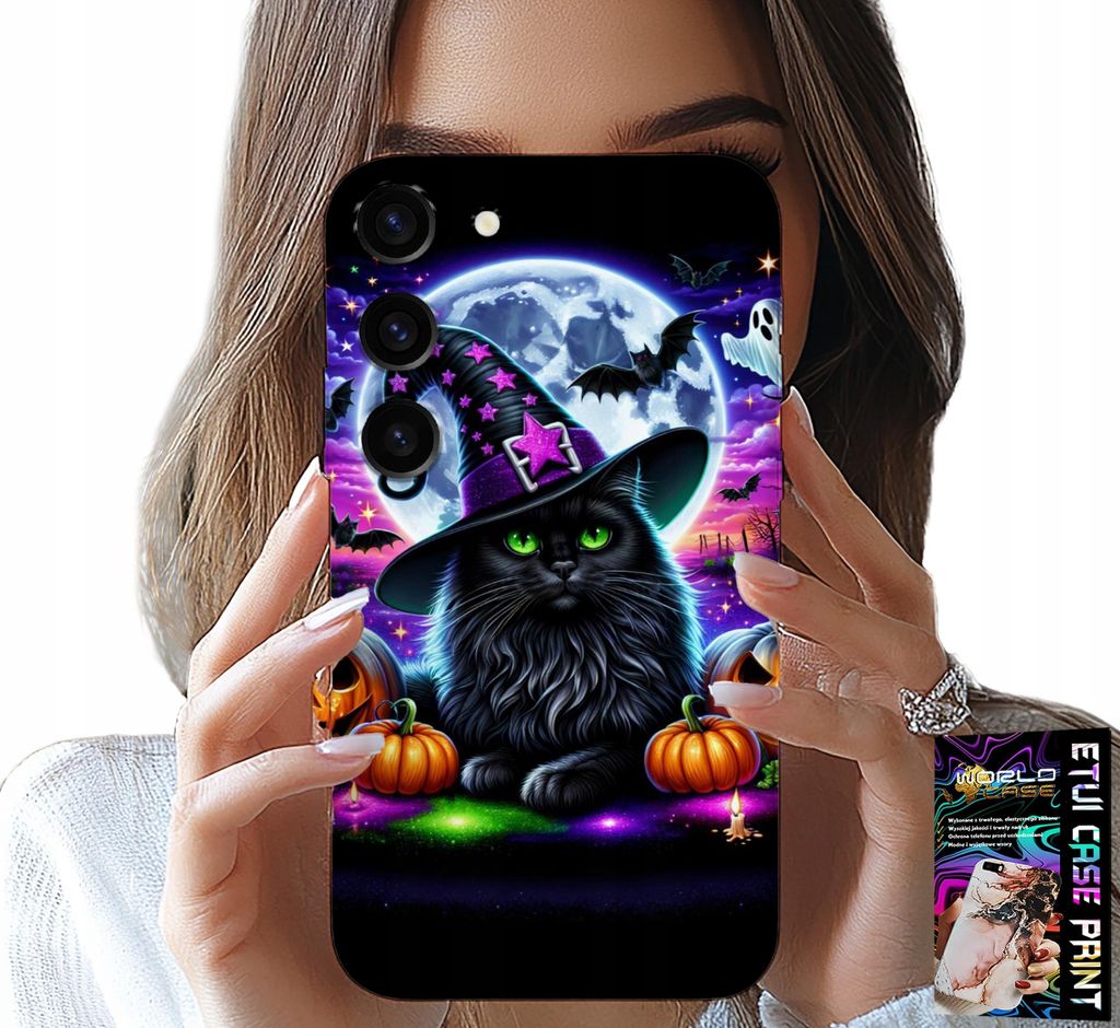 Fall Für Samsung Galaxy S23 Plus - Schwarze Katze Halloween Salem Kürbis Designs