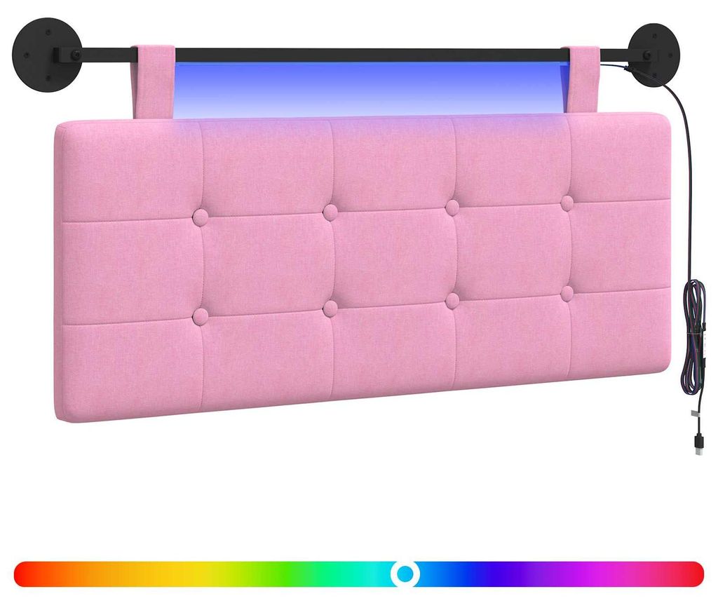 Hängendes Kopfteil Mit LED Licht Rosa Stoff