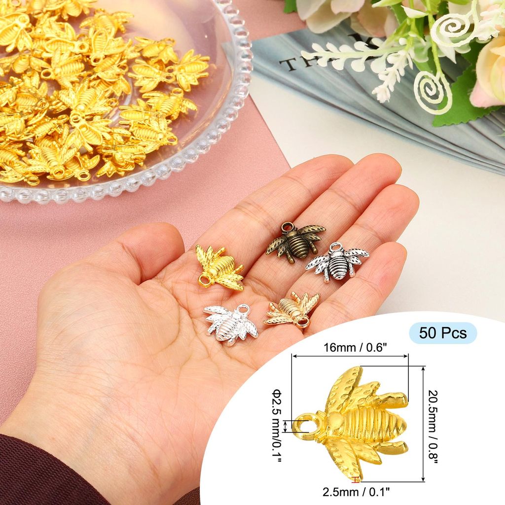 50 Stš¹ck Charms Anh?nger Bienen, 16 x 2.5mm Schlš¹sselanh?nger Keychain Schmuckanh?nger fš¹r Armb?nd, Geschenke, Taschenzubeh?r, Halsketten ...