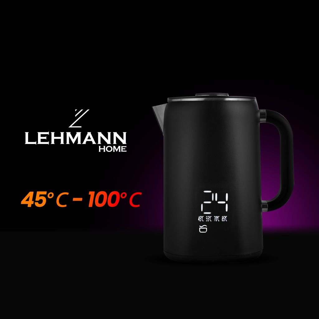 Teesa Kabelloser Glas-Wasserkocher - 1,7 Liter, 2200 Watt, Mit Blauer Beleuchtung, Schwarz