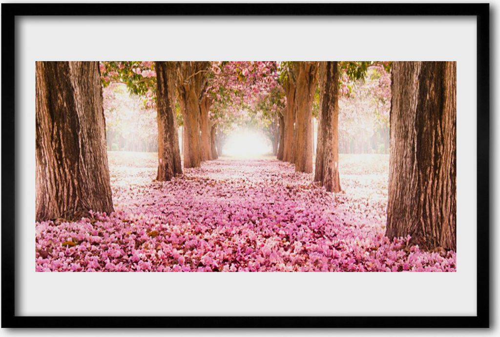 Bild 60x40 MDF-Rahmen Wandkunst Baum Rosen Blumen Natur