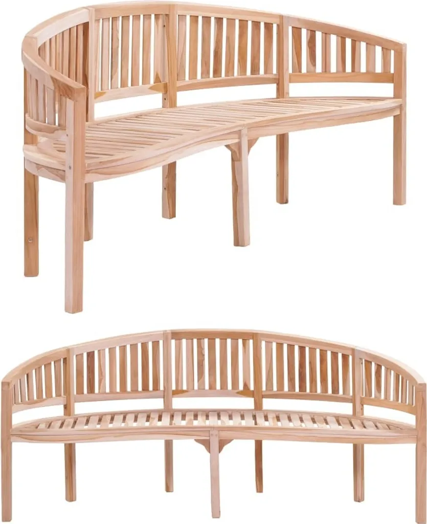 Grand Banc Banane Extérieur 200 cm en Teck pour Détente et Jardinage