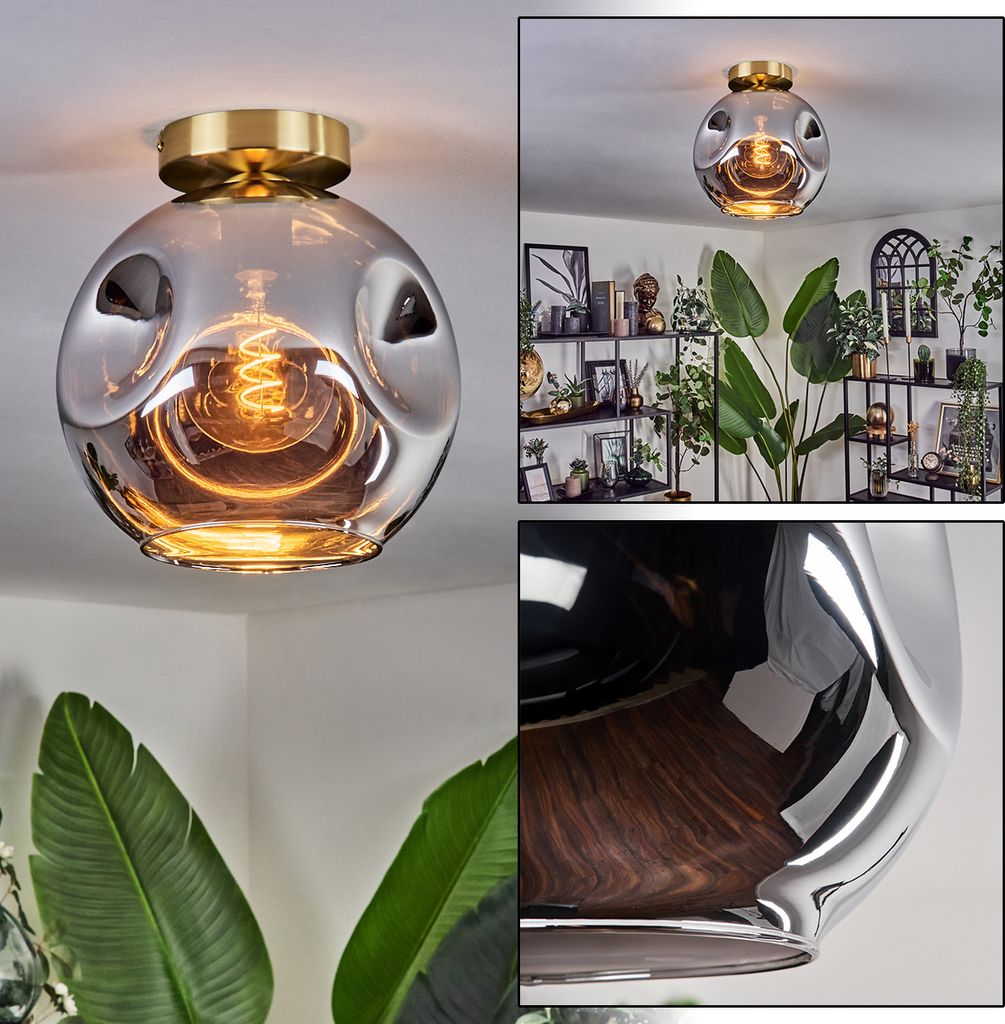 Villamare Deckenlampe aus Metall/Glas in Schwarz/Goldfarben/Chromfarben