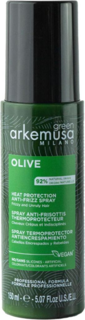 Arkemusa | Anti-Frizz Spray 150 ml - Grünes Olive Spray - Intensivpflege - Hitzeschutz - Frizzkontrolle