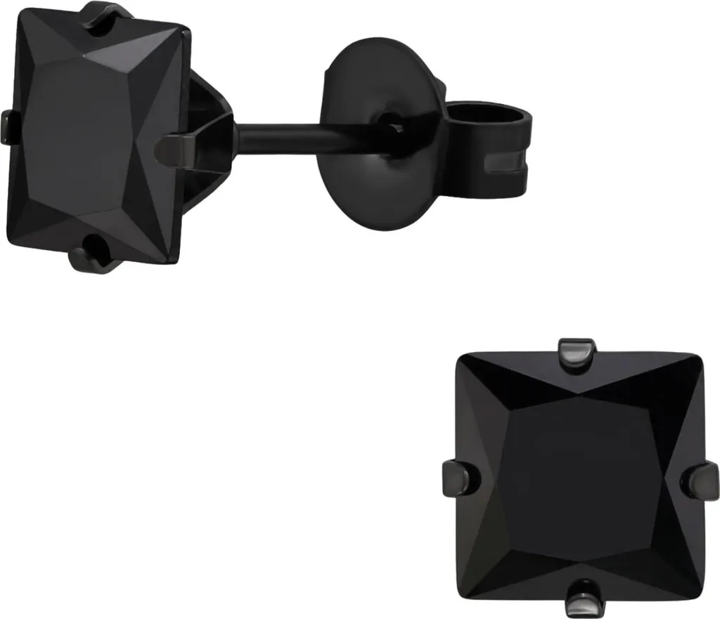 Orecchini Eleganti Quadrati 6mm in Acciaio con Zirconia Grado AAA