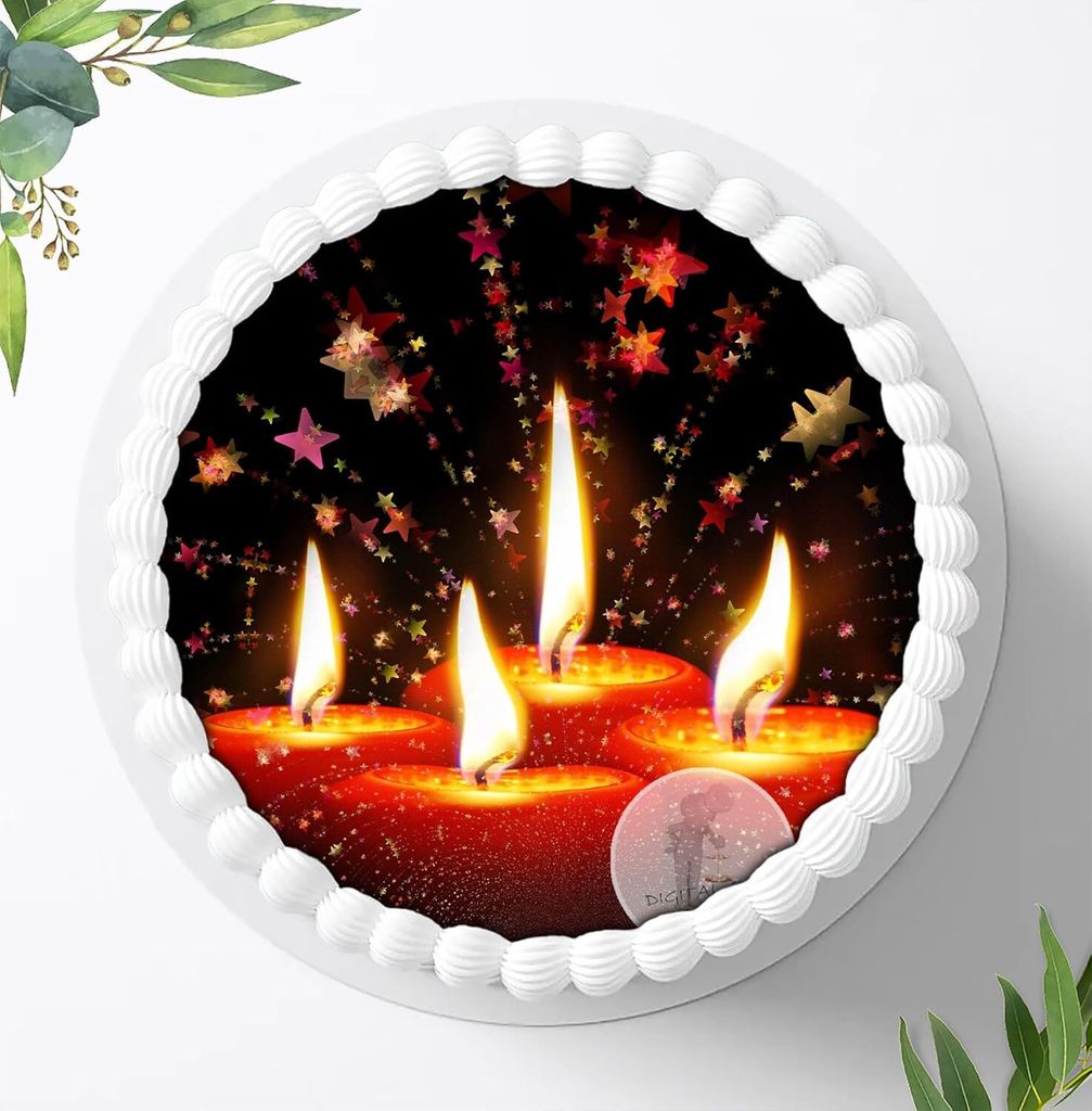 Für die Geburtstags Torte ein Tortenaufleger, Zuckerbild mit dem Motiv: Weihnachten, Essbares Foto für Torten, Fondant, Ø 20cm, 0360w