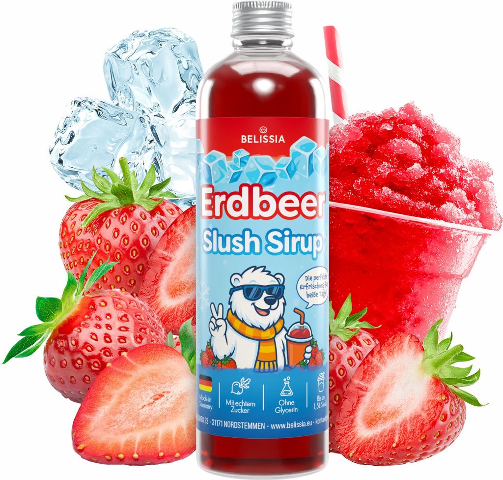 Belissia Slush Eis Sirup 250ml Konzentrat - Erdbeere - sehr Produktbild 