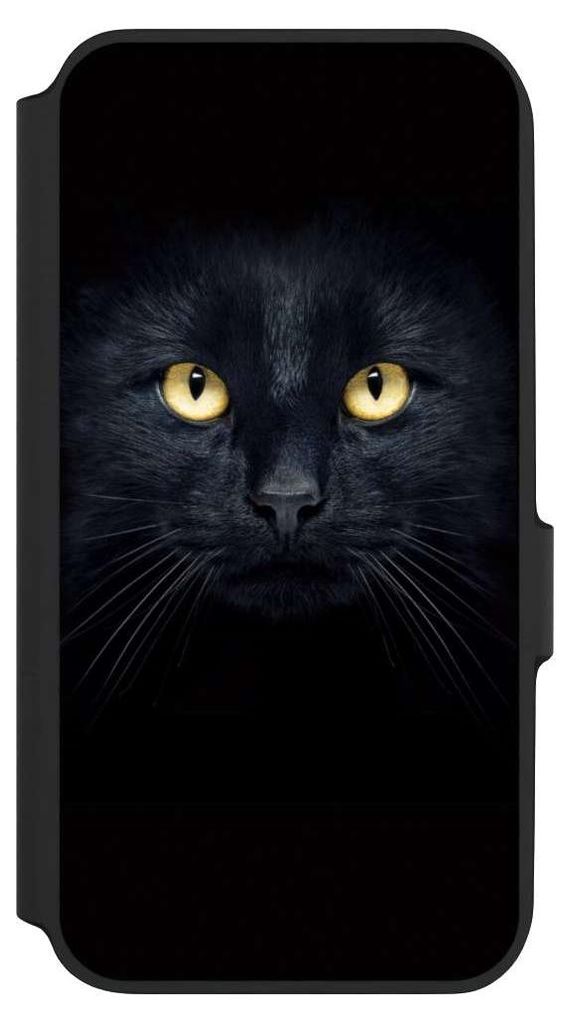 NIVOCASE Klapphülle für Samsung Galaxy A54 5G Handyhülle aus Kunst Leder NIVOflip schwarz Auge Katze schwarz