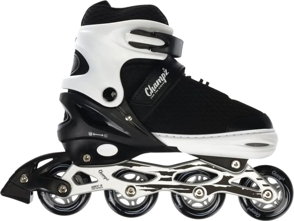 Champz Inline Skates für Teens - Pro Inline Skates - Schwarz - Größe 28-32 EU (Max 60 kg)