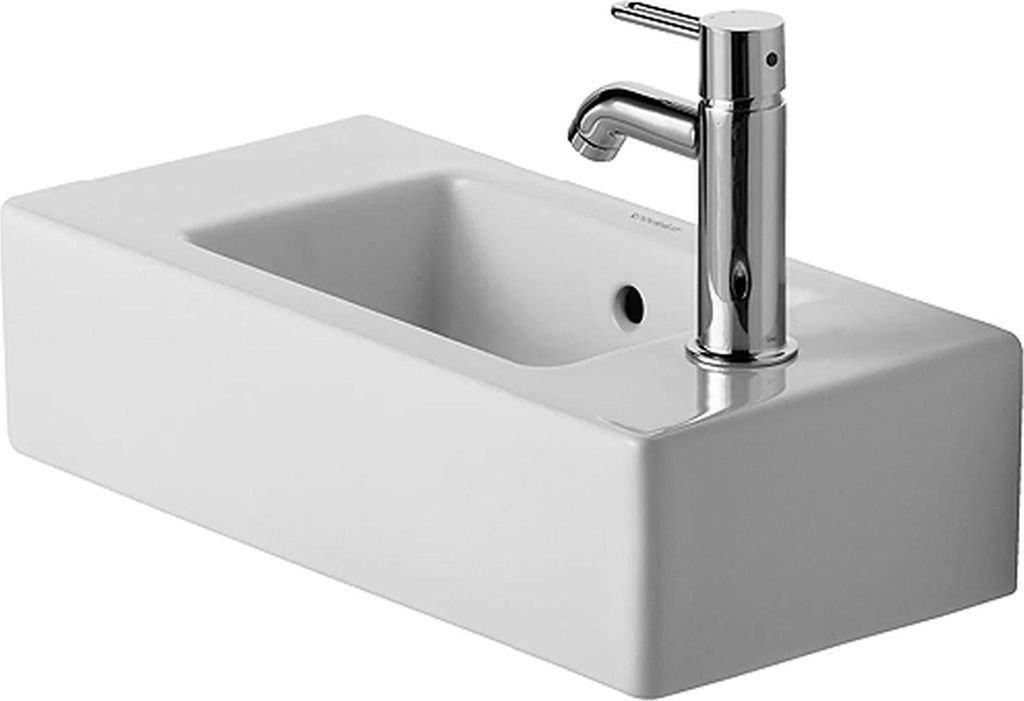 Duravit Handwaschbecken VERO mit Überlauf, Hahnlochbank, 500 x 250 mm 1 Hahnloch rechts weiß