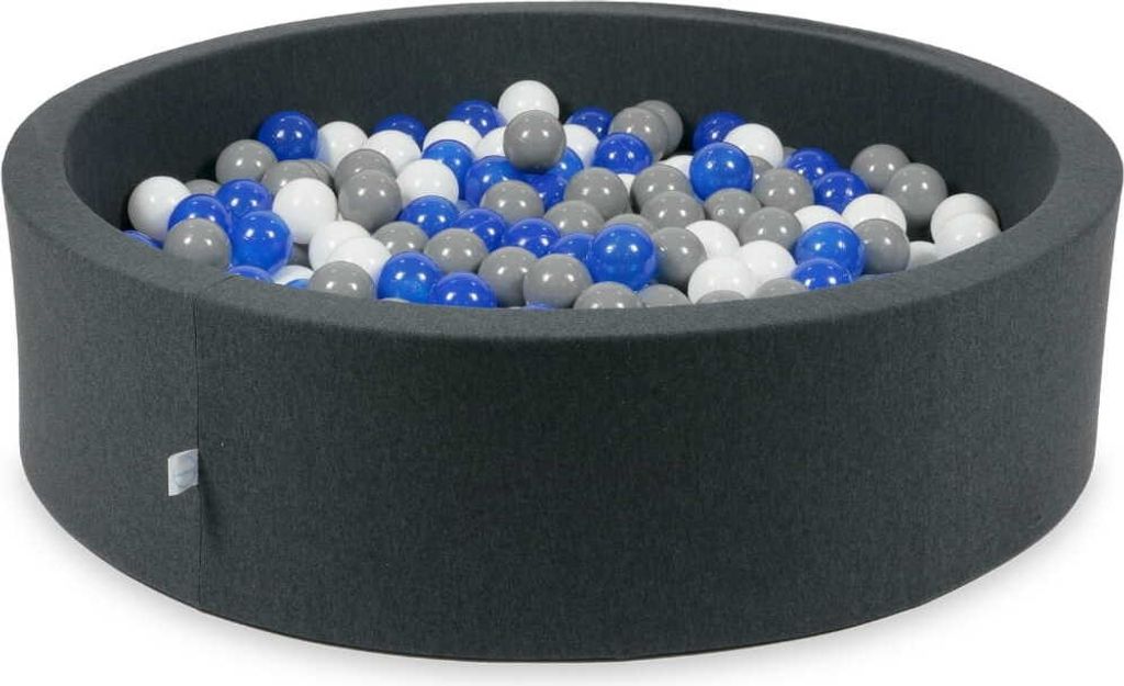 Bällebad 110x30cm Graphit – Mit 400 Bällen / blau, weiß, grau