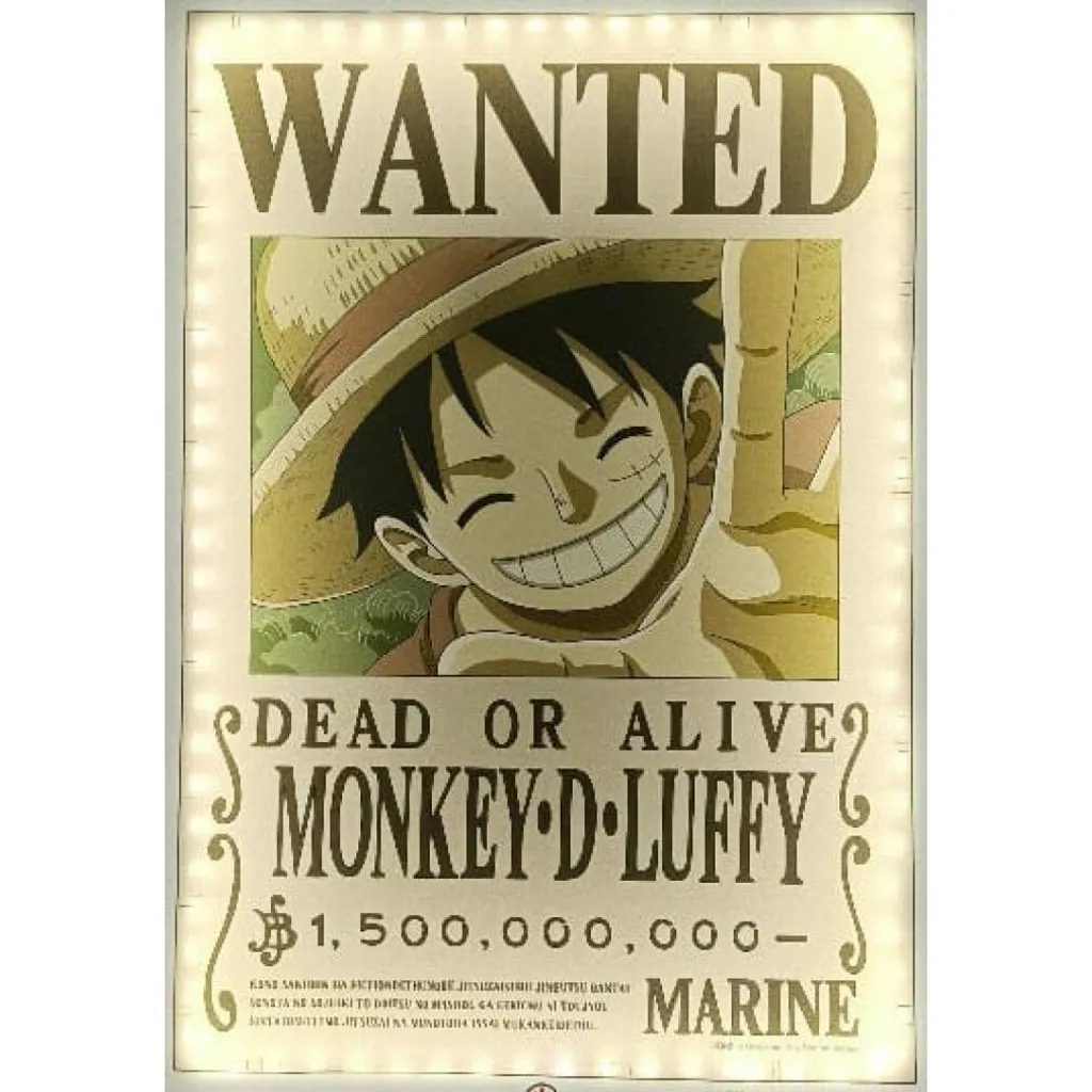 Lampe in stile neon One Piece - Wanted Luffy (30 cm)