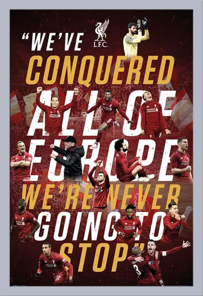 Poster Liverpool FC Campioni Europa 2019 con Cornice Shinsuke Argento