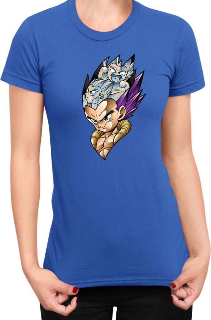 Damen T-Shirt Dragon Anime Manga Ball Z Vegeta 01, Lady XL / Blau