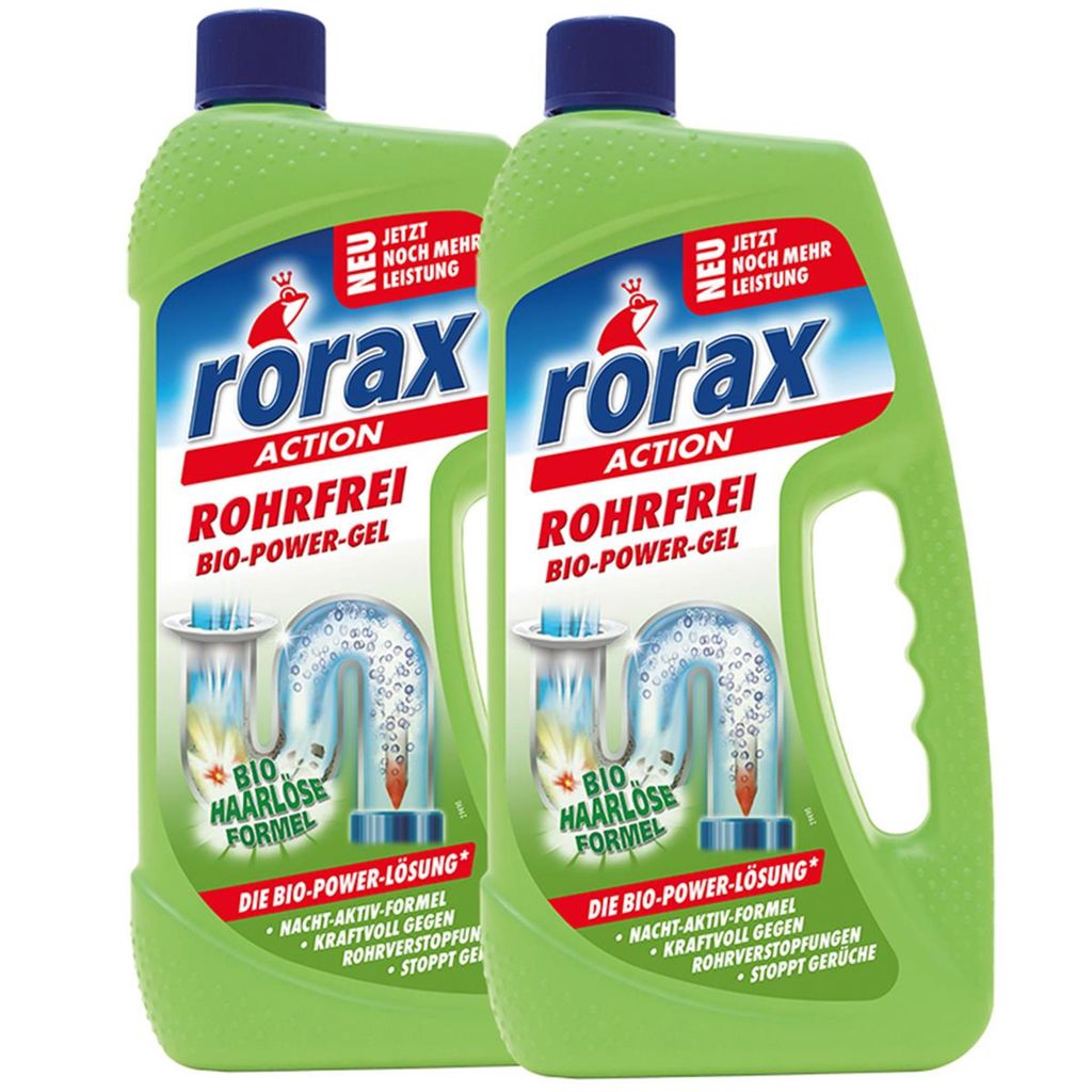 2x rorax Rohrfrei -Power-Gel 1 Liter - Löst selbst Haare auf