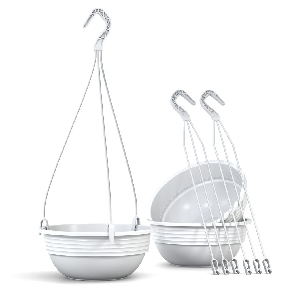 Blumenampel 3er Set 25 cm Durchmesser Farbe Weiß Produktbild 