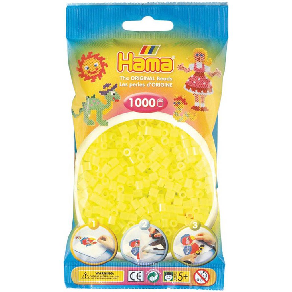 HAMA-Perlen Transparent NEON-GELB 1000 Stück, 1Beutel