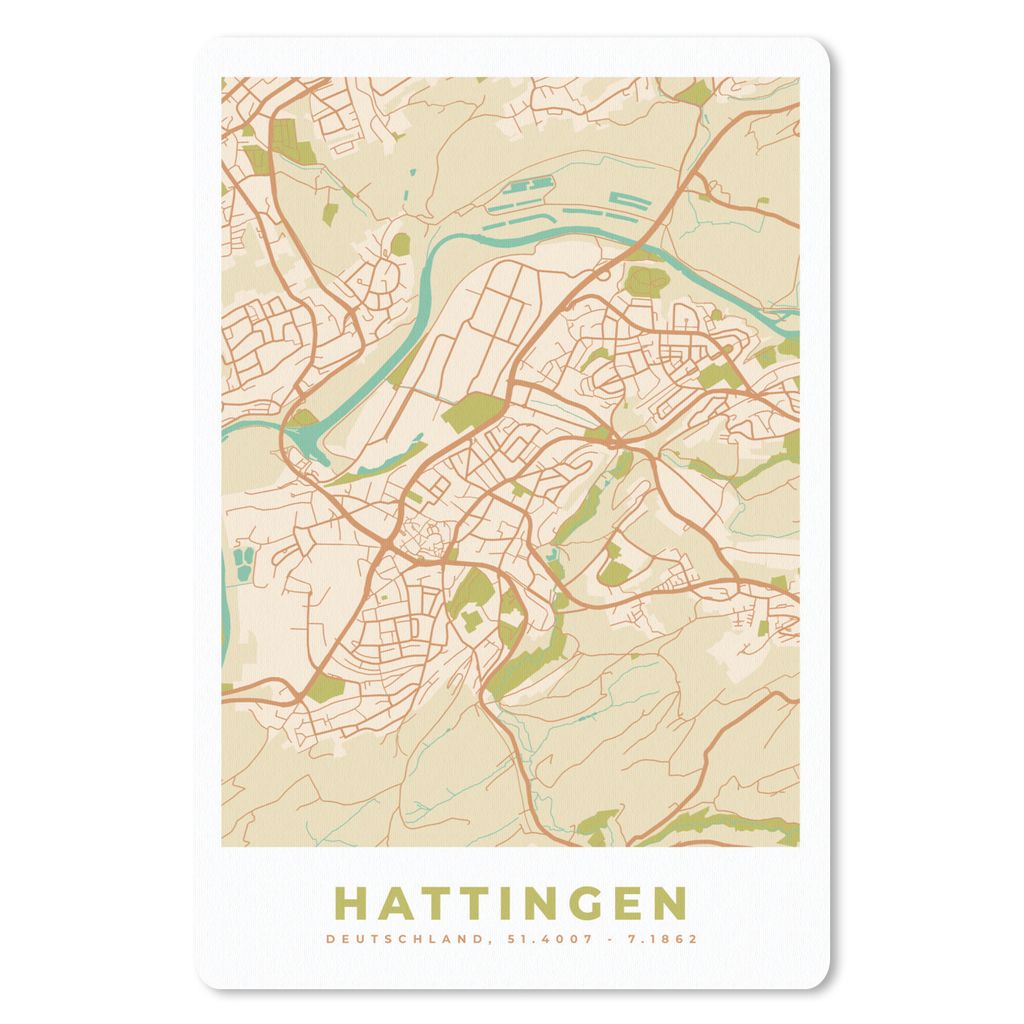 MuchoWow Mauspad Mousepad Hattingen - Jahrgang - Karte - Stadtplan 40x60 cm - Mousepads - Maus Mat - Pad - Mausunterlage - Schreibtisch Accesoire