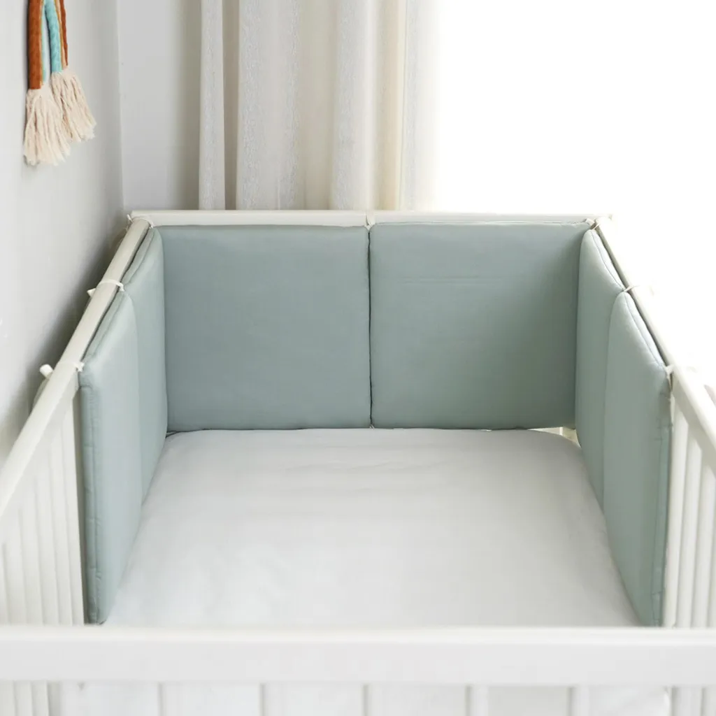 Lot de 6 Coussins de Protection Lit Bébé Verts et Moelleux pour Enfant