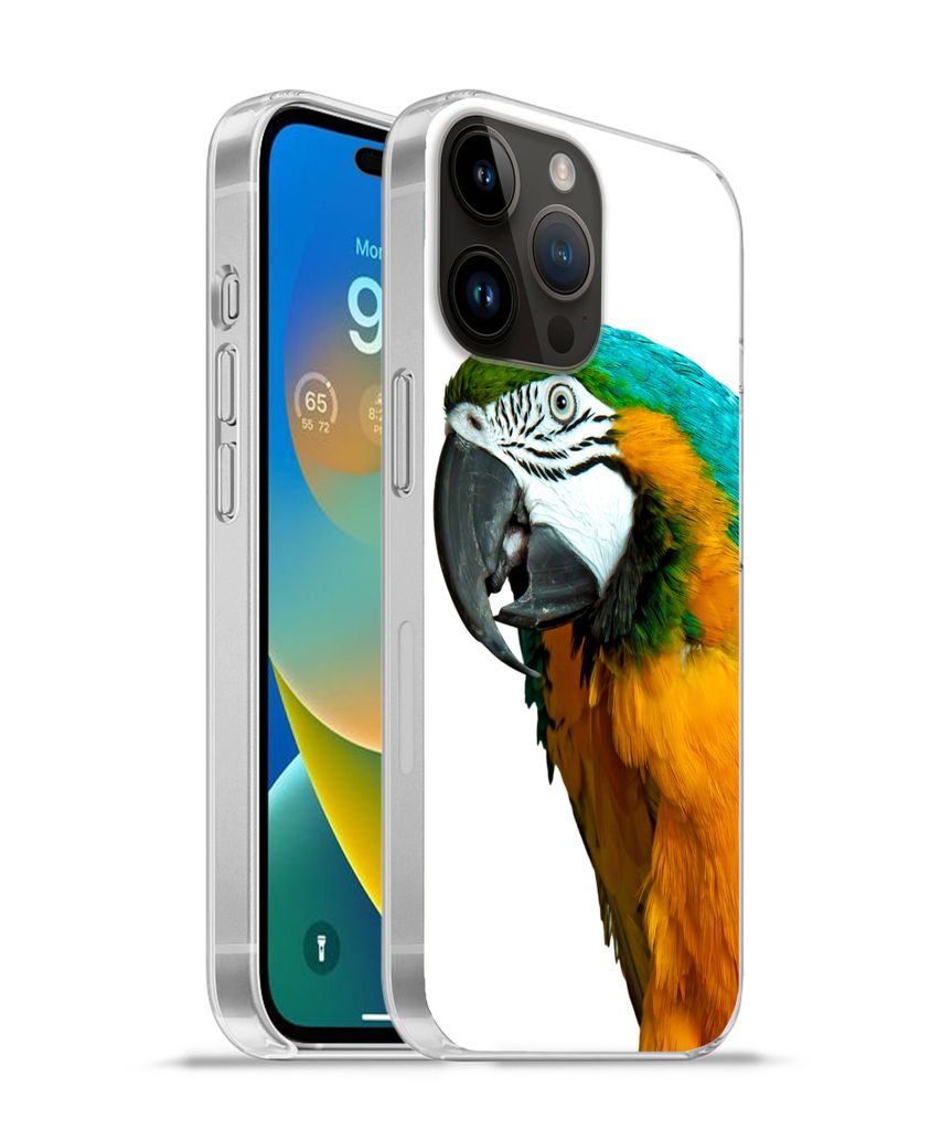 MuchoWow Handyhülle Schutzhülle Hülle für Apple iPhone 14 Pro Max Papagei - Vogel - Federn - Porträt Silikon Softcase Handy Hülle - Hardcover