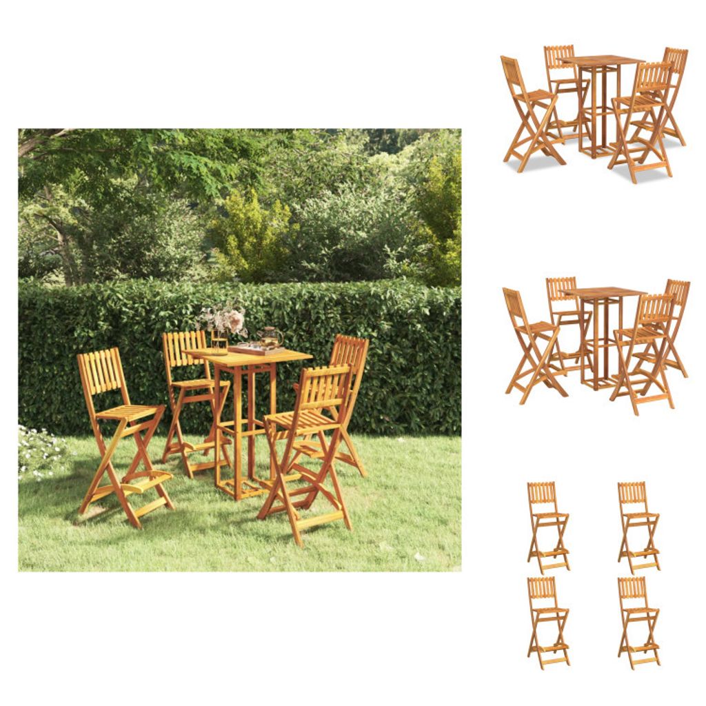 vidaXL 5-tlg. Gartenbar-Set Massivholz Akazie - Gartenmöbel-Sets