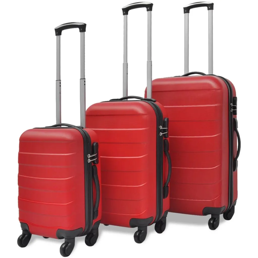 vidaXL Set de 3 valises à coque dure rouge dimensions 45,5/55/66 cm