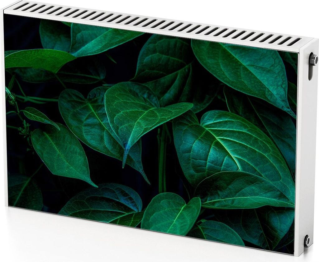 Grüne Blätter – Magnetische Heizkörperabdeckung – 90x60 cm – Magnet Heizkörperabdeckung – 3D Würfel – Heizkörperverkleidung – Mag...