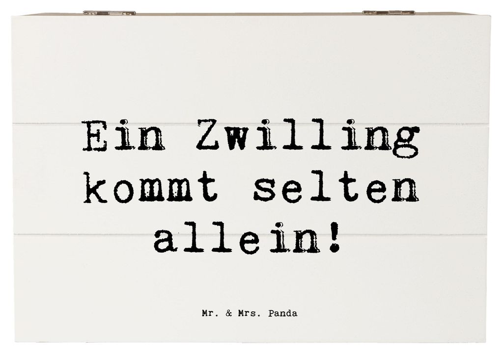 Mr. & Mrs. Panda Schatulle Spruch Zwillingsgeschwister Liebe 22 x 15 cm - Weiß - Geschenk, Familie, Schatzkiste, Geschwister, Doppelgänger, gesch...