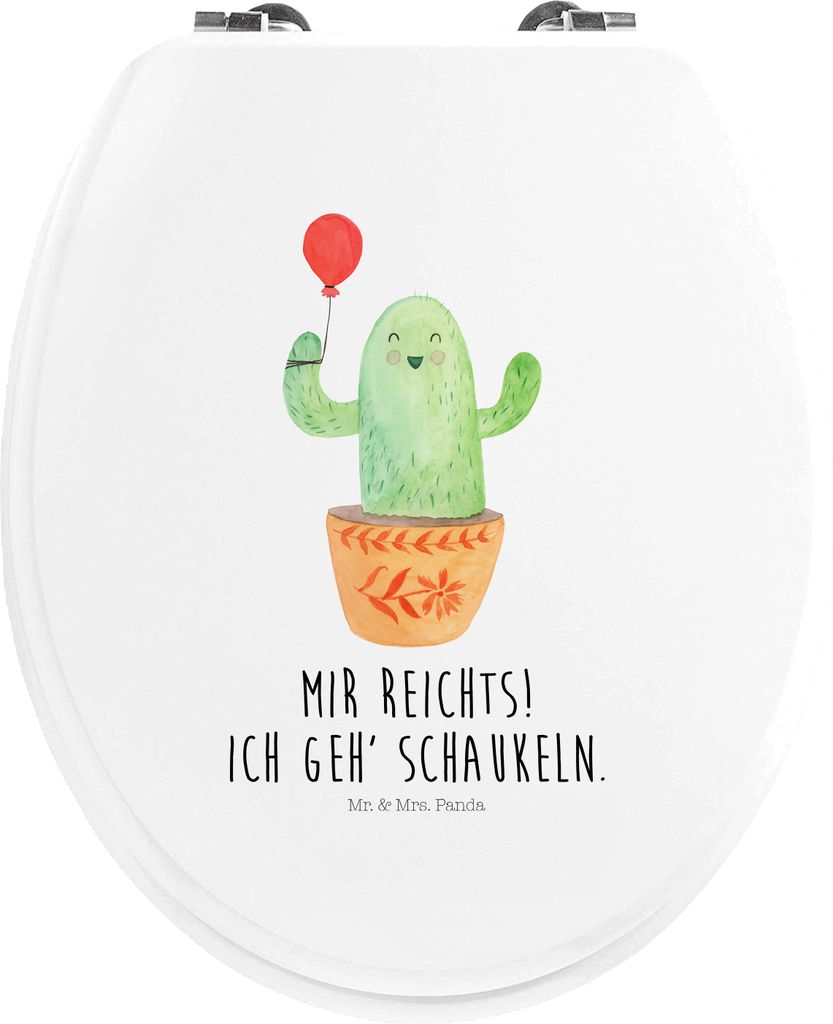 Mr. & Mrs. Panda Klo-Deckel Kaktus Luftballon - Weiß - Geschenk, Freude, Freund, WC-Sitz, Kakteen, Toilettendeckel, klo deckel, Ausbildung, WC Bri...