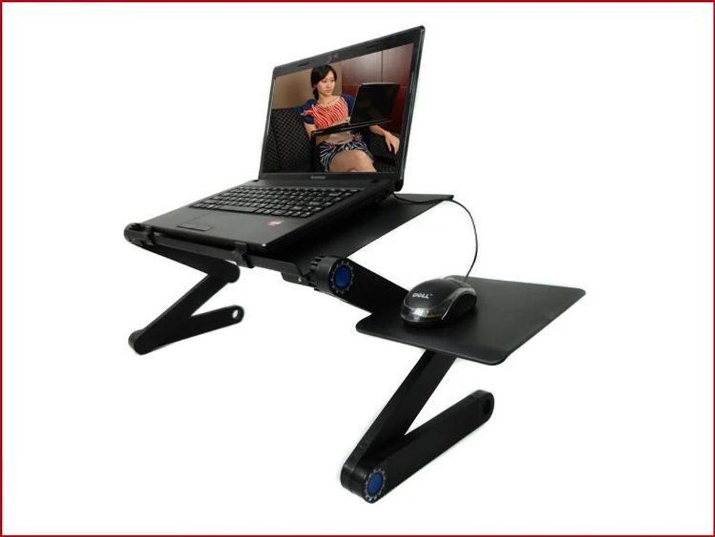 Laptop Tisch - Verstellbarer Ständer - Mit 1 Kühlventilator - Faltbar - Aluminium - Mit Tastaturablage - Grün