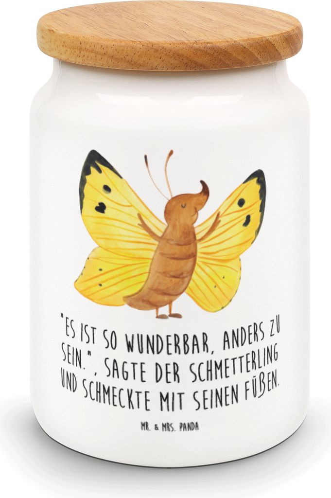 Mr. & Mrs. Panda Dose Schmetterling Zitronenfalter - Weiß - Geschenk, Schmetterlinge, zuckerdose, behälter, Keksdose, Vorratsbehälter, Lustige S...