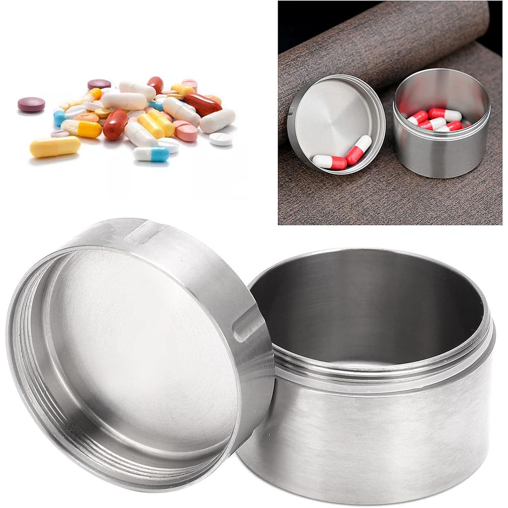 Pillendosen, Edelstahl Pillendose, Versiegelungsbox Edelstahl, Wasserdichter tragbarer Outdoor-Organisator, für zu Hause, im Büro und auf Reisen