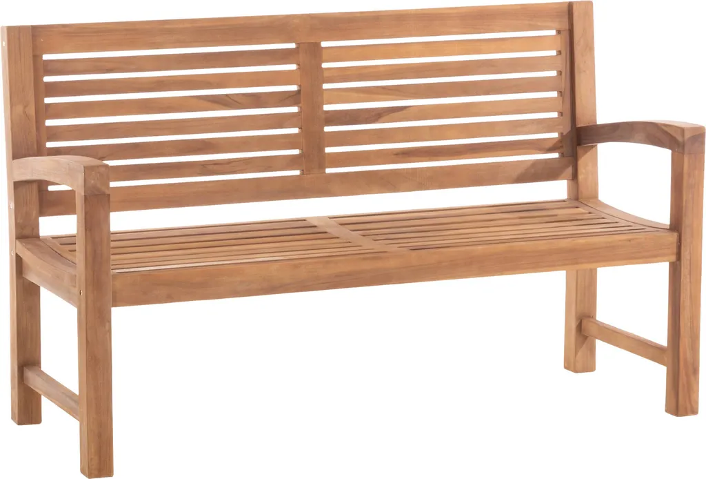 CLP Banc en Teck Halden 150 cm - Banc de Jardin avec Accoudoirs Confort