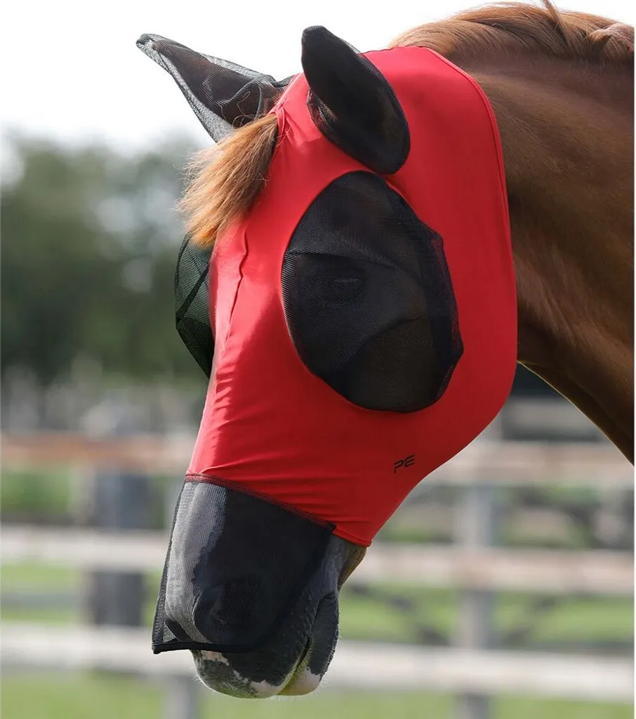 Masque de protection anti-mouches pour cheval au pré Rouge XL PE Xtra