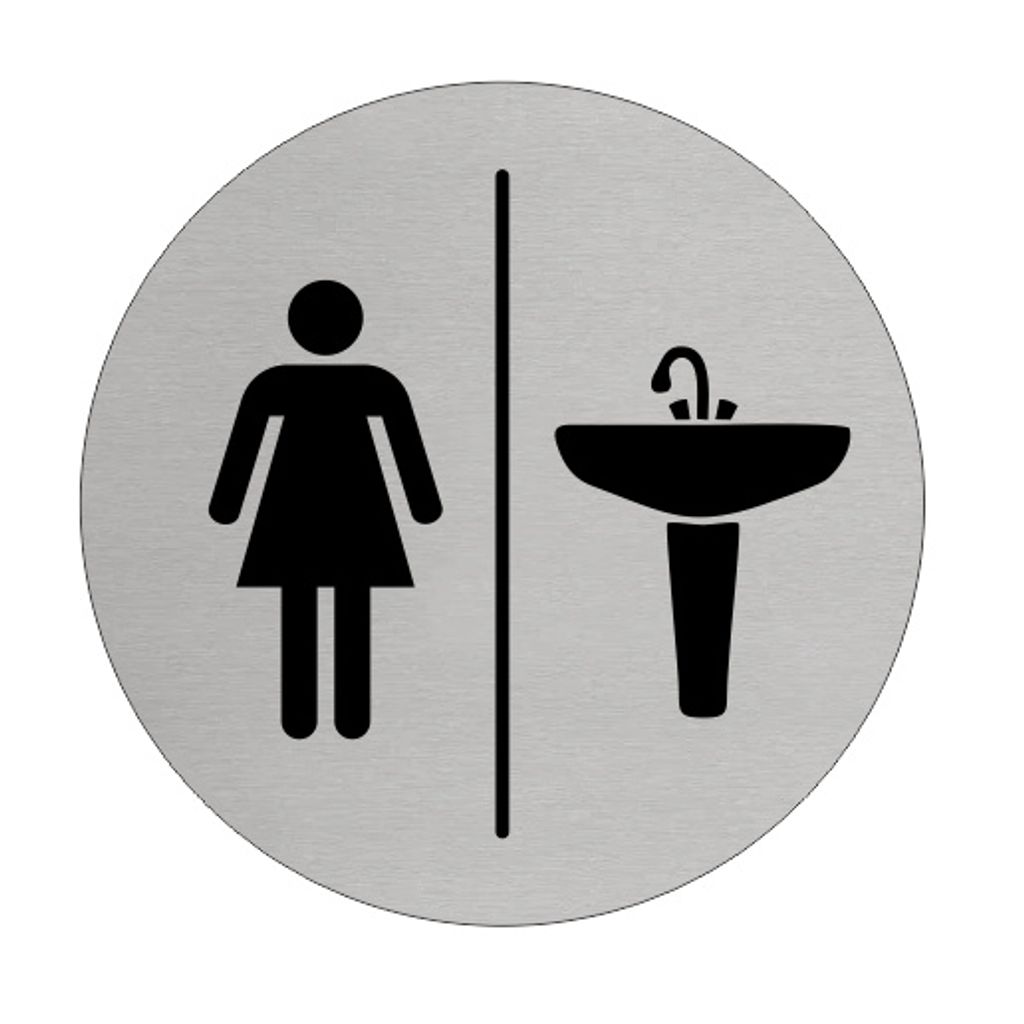 CombiCraft Aluminium Türschild 'Damen und Waschbecken' Damen-WCs und Sanitärräume - 75mm Durchmesser und 3M-Klebeband
