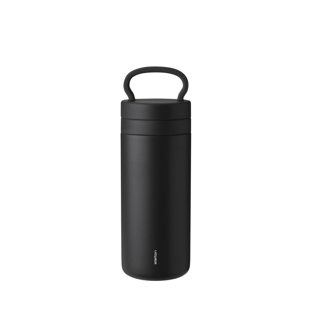Stelton Thermobecher Tabi, Edelstahl, Kunststoff, Silikon, Black, 400 ml, 370