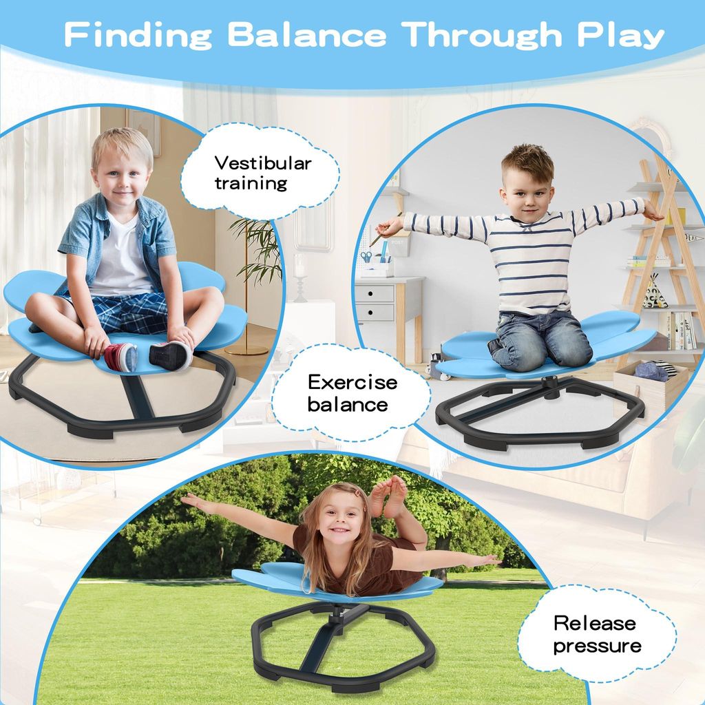 Chaise Pivotante Sensorielle 360° – Forme Fleur, Supporte 80kg, Pour Enfants 3-9 Ans – Autisme, équilibre, Coordination