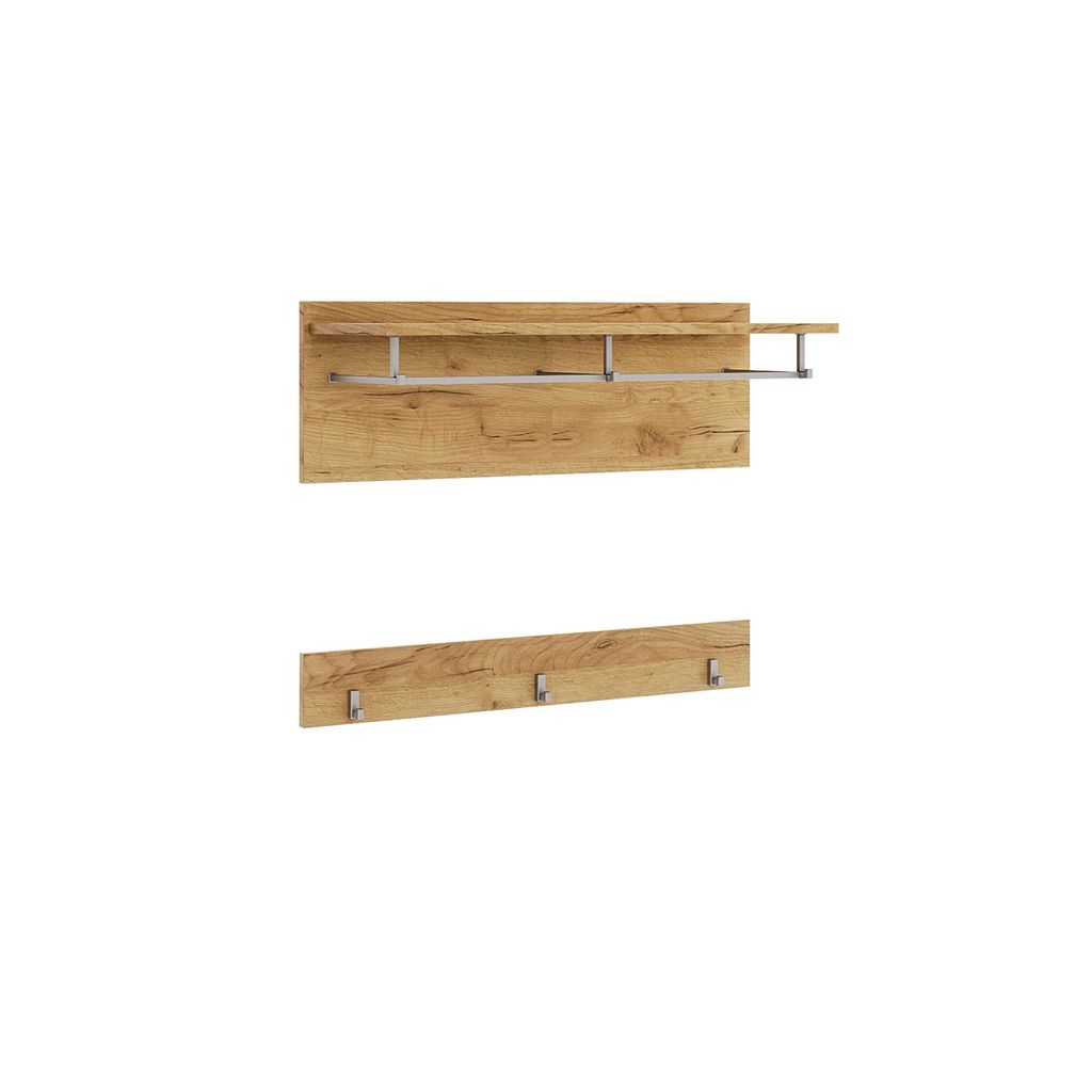 Wandgarderobe mit Ablage und 5 Haken – Flurgarderobe – 90x80 cm – Garderobenpaneel für Flur Diele Eingangsbereich – Eiche Craft Optik