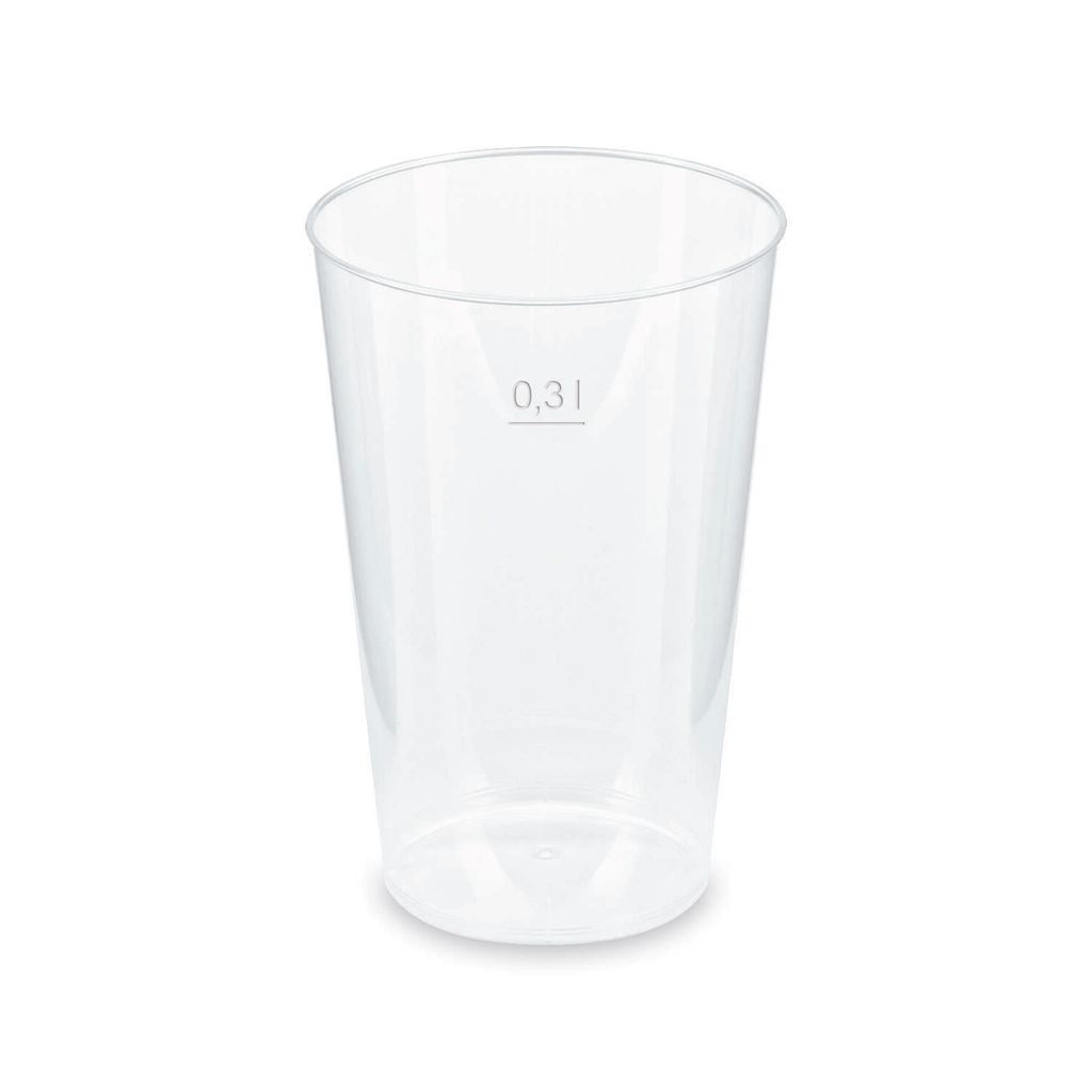 25x Mehrwegbecher Pfandbecher transparent PP Eichstrich 0,3 Produktbild 