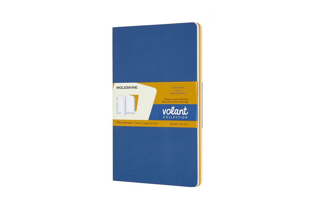Moleskine Volant Large/A5, 2er Set, Blanko, Soft Cover, Vergissmeinnicht Blau, Bernsteingelb