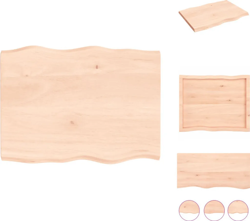 Piano per Tavolo 80x60 Bordo Vivo Rovere/Pino Massiccio Naturale