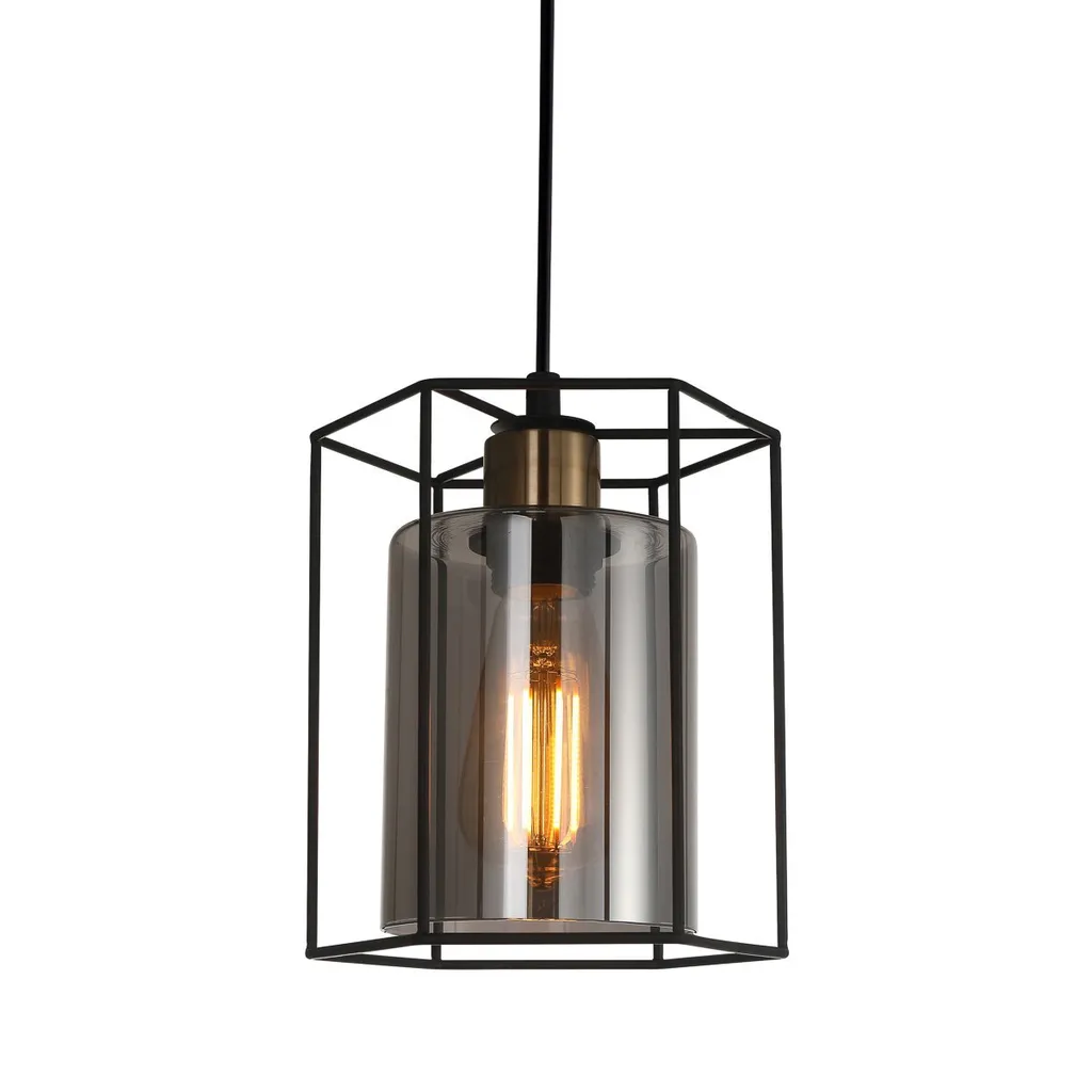 Lampada Italux Kalula Nera PND-78901-1-BK+SG | Design Industrial Retrò