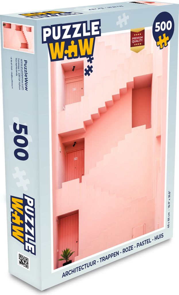 MuchoWow Puzzle 500 Teile Architektur - Treppe - Rosa - Haus - Denken - Spiel - Toy