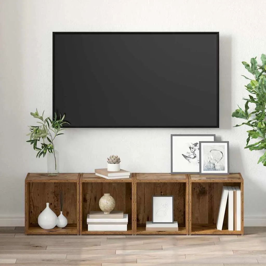 Offerta Set 2 Mobili Porta TV Legno Antico | Arredamento Salvaspazio - 4