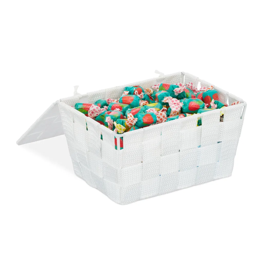 Panier de rangement blanc empilable en bambou avec couvercle - 4 pièces